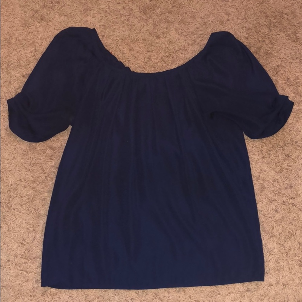 Cynthia Rowley Navy blue short sleeve blouse, sm